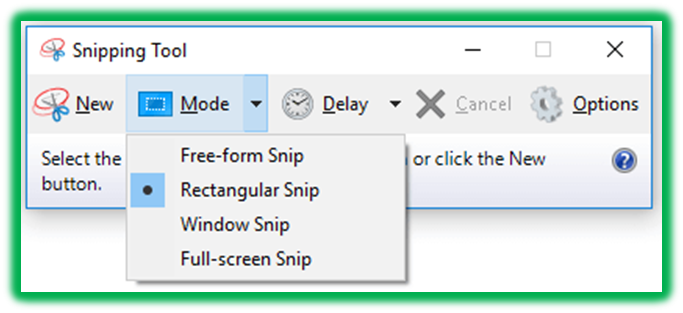 Snipping Tool and Its Modes of Screenshot