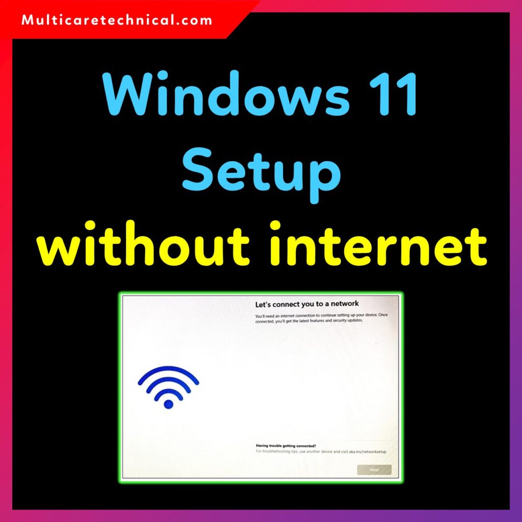 Person installing Windows 11 from USB without internet connection