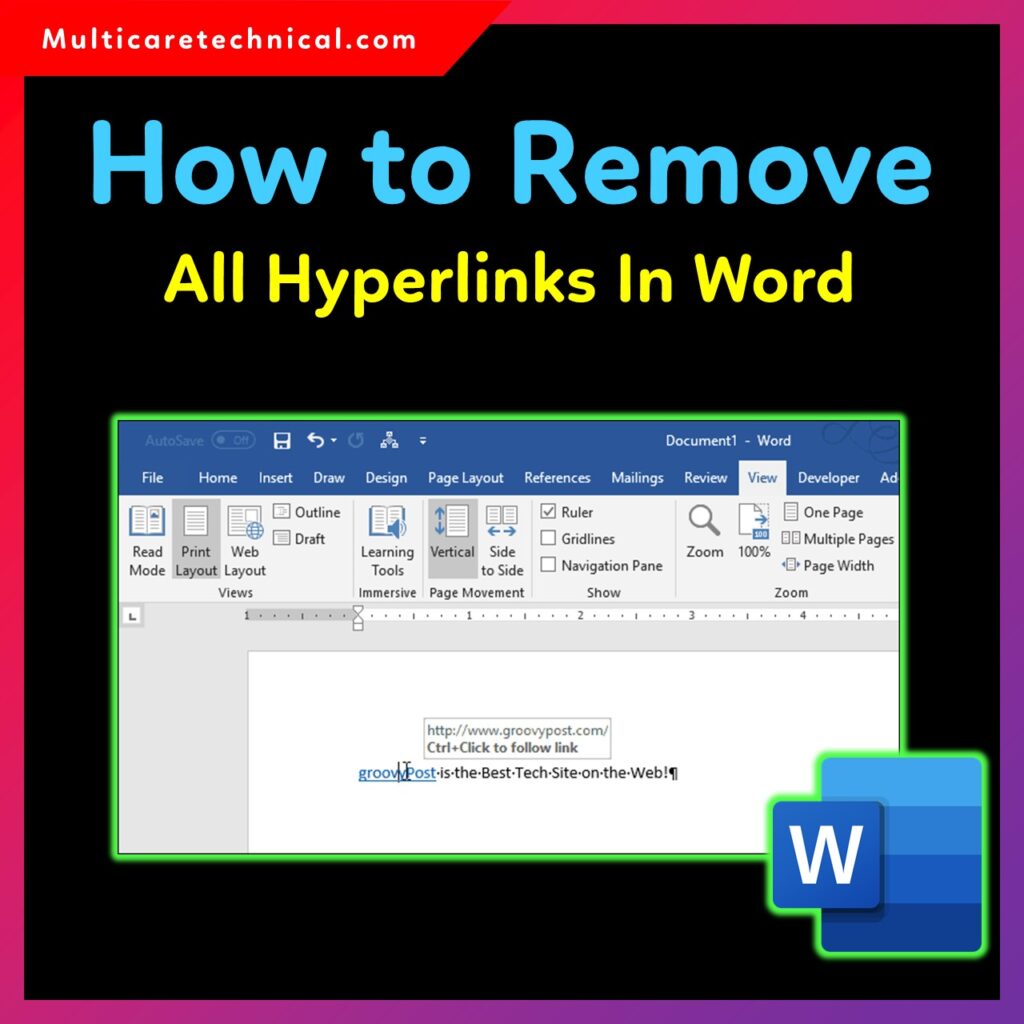 Remove all hyperlinks in Microsoft Word at once using shortcut keys