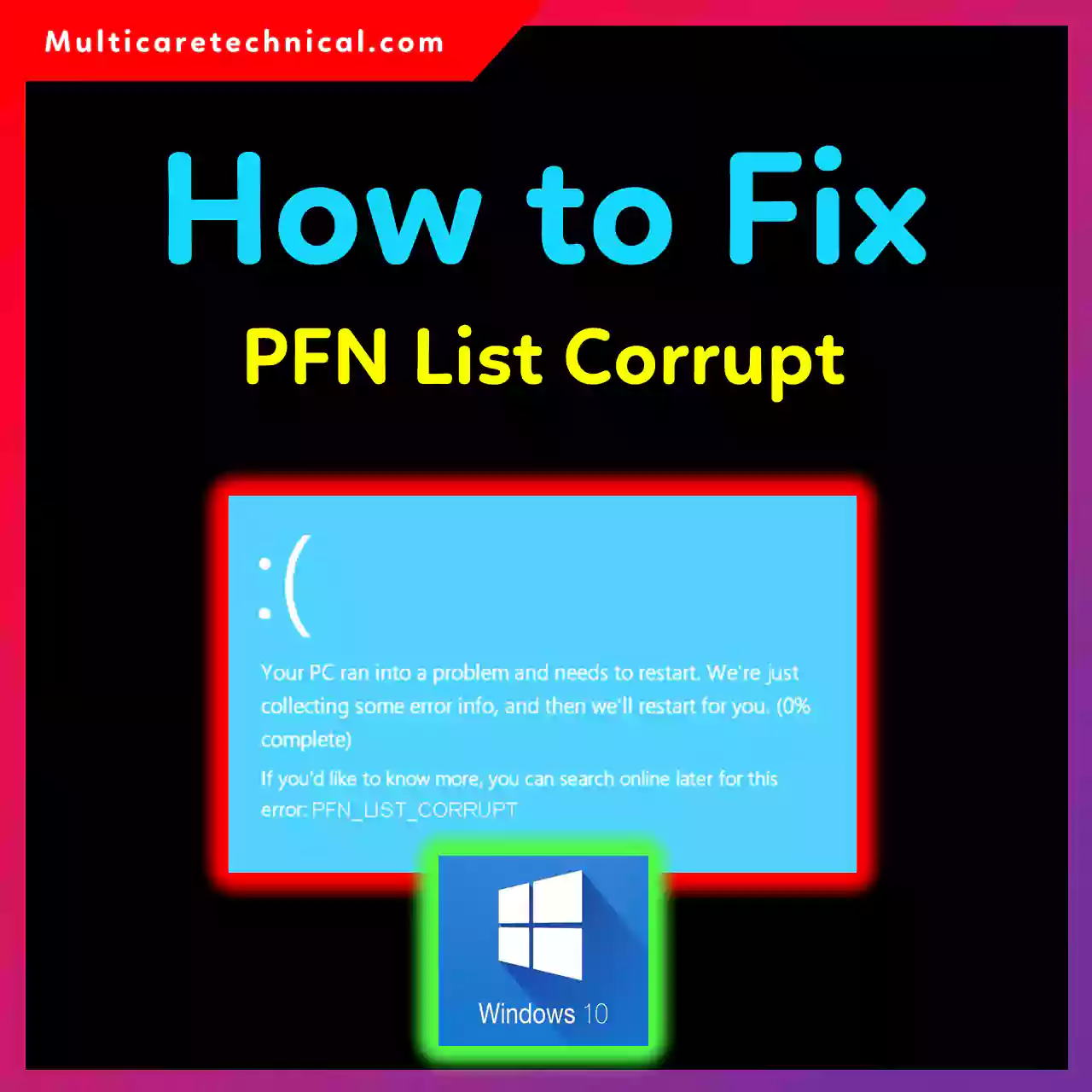 PFN list corrupt Windows 10 blue screen error