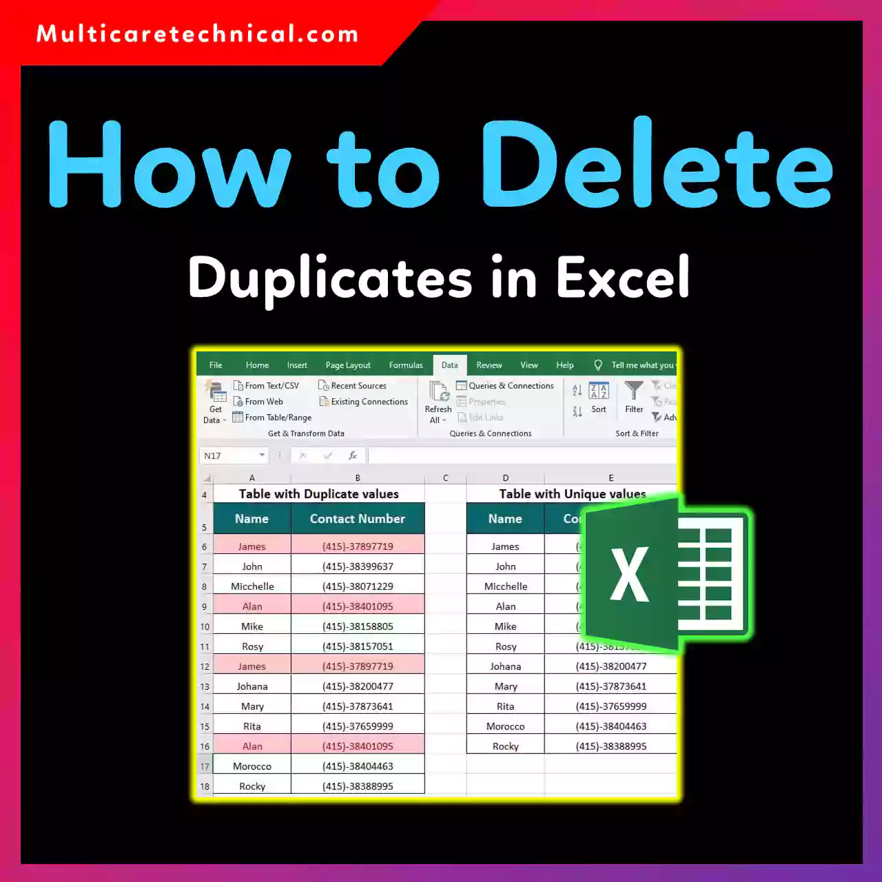 How to delete duplicates in Excel step by step using remove duplicates tool
