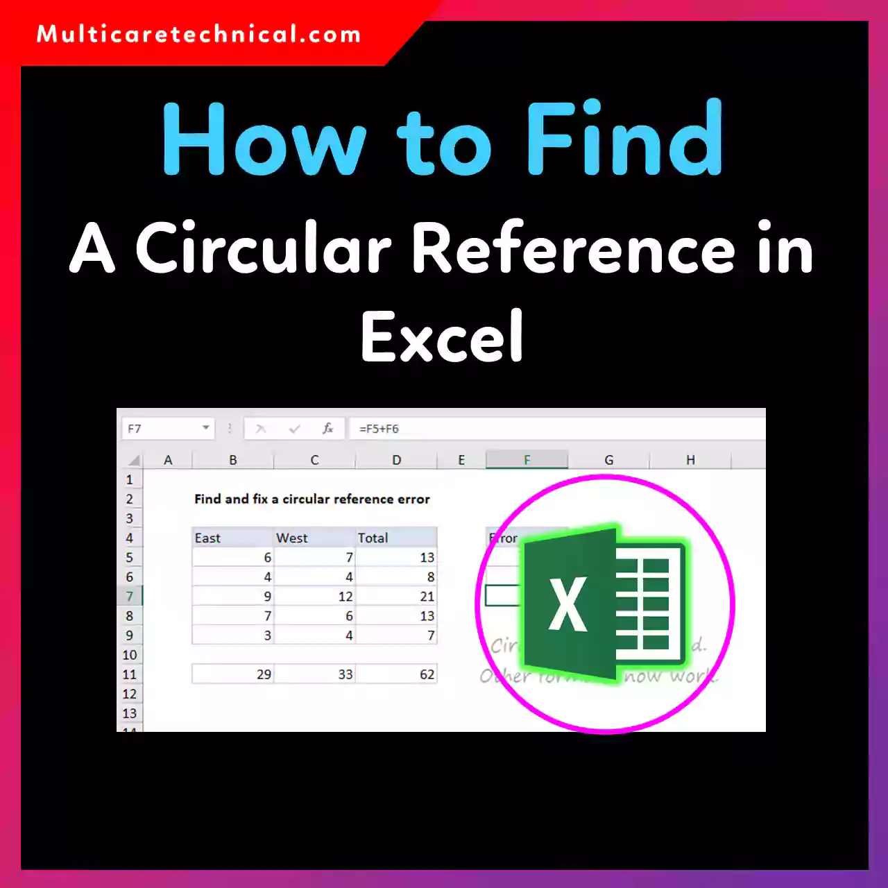 How to find a circular reference in Excel formulas