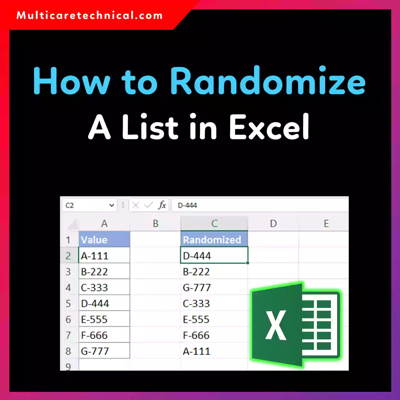 How to randomize a list in Excel using RAND formula and sort feature