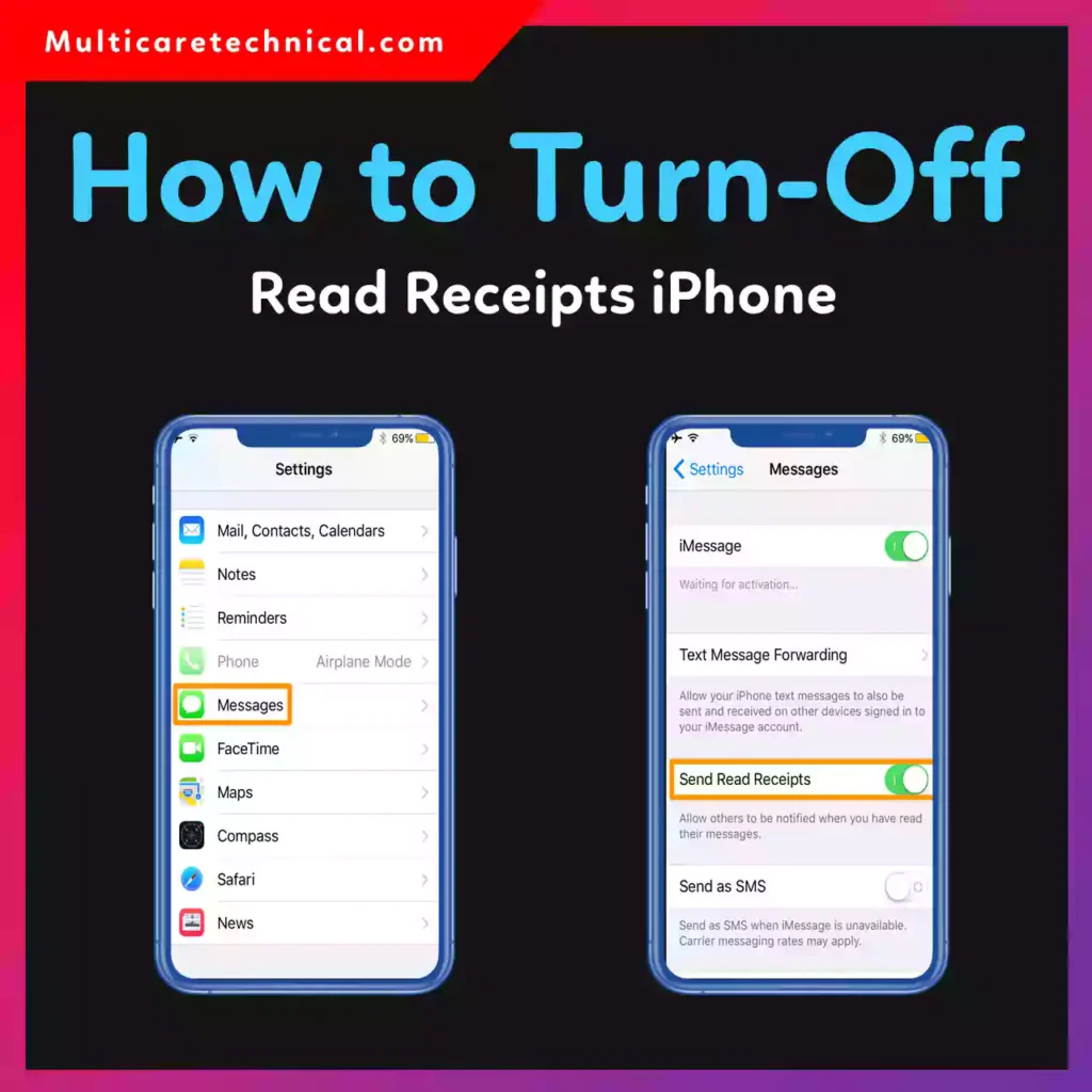 How to turn off read receipts on iPhone 12 to 17 step by step settings screen tutorial