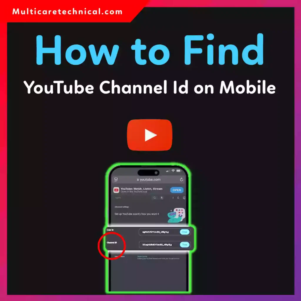 How to find YouTube channel ID on mobile iPhone and Android step by step tutorial screen guide