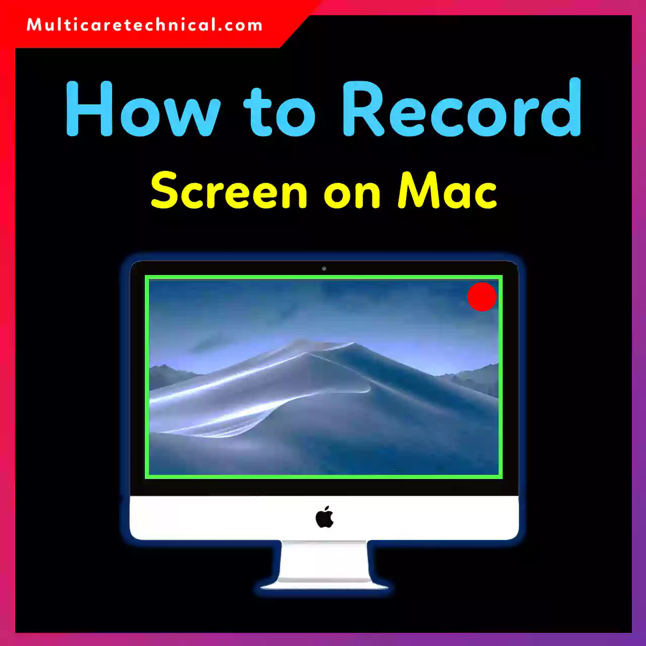 MacBook screen showing screen recording controls with microphone and recording options enabled.