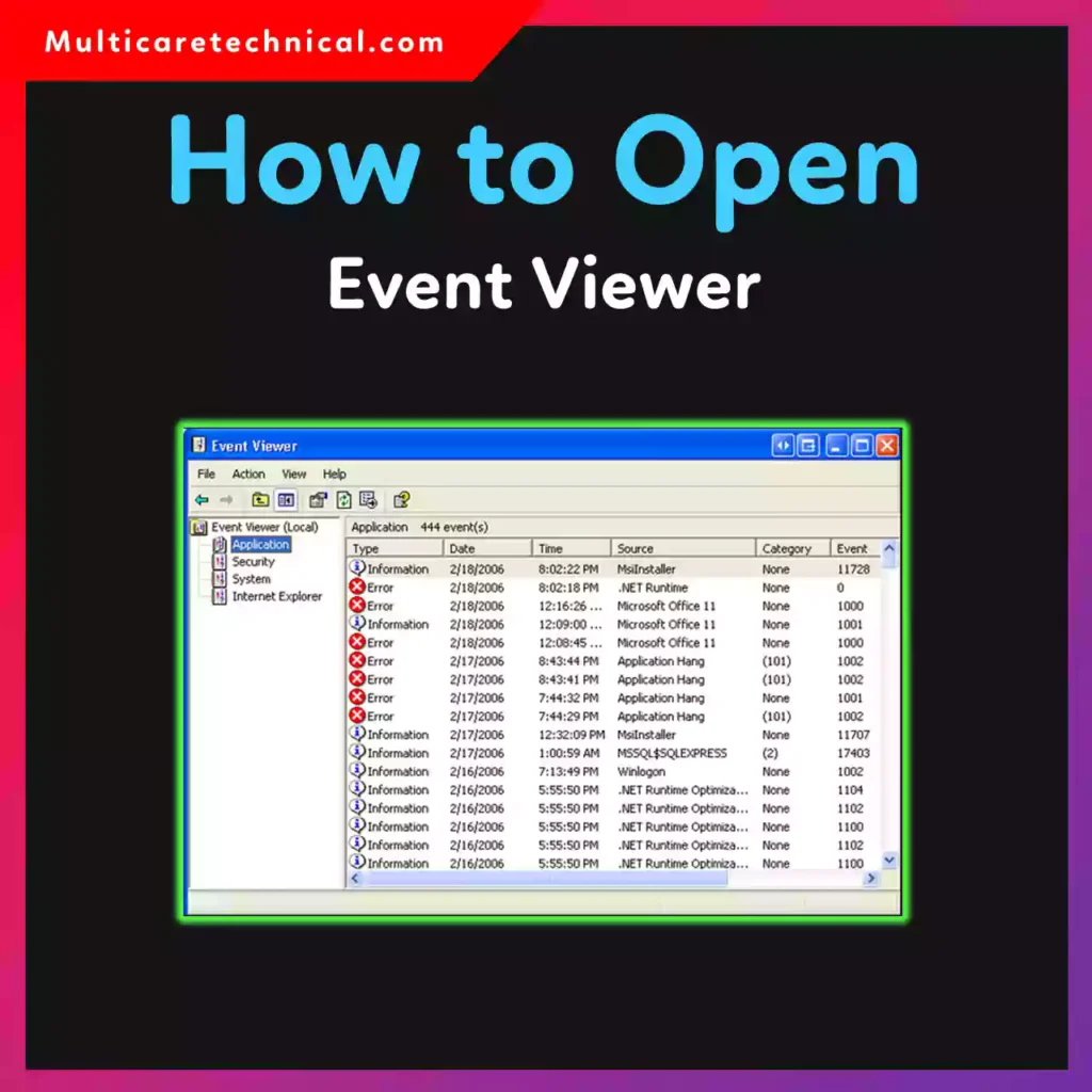 How to open Event Viewer in Windows 11 tutorial showing system logs and Event Viewer interface