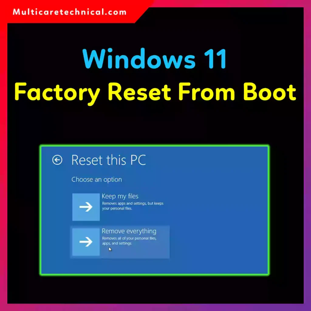 Windows 11 factory reset from boot recovery screen tutorial