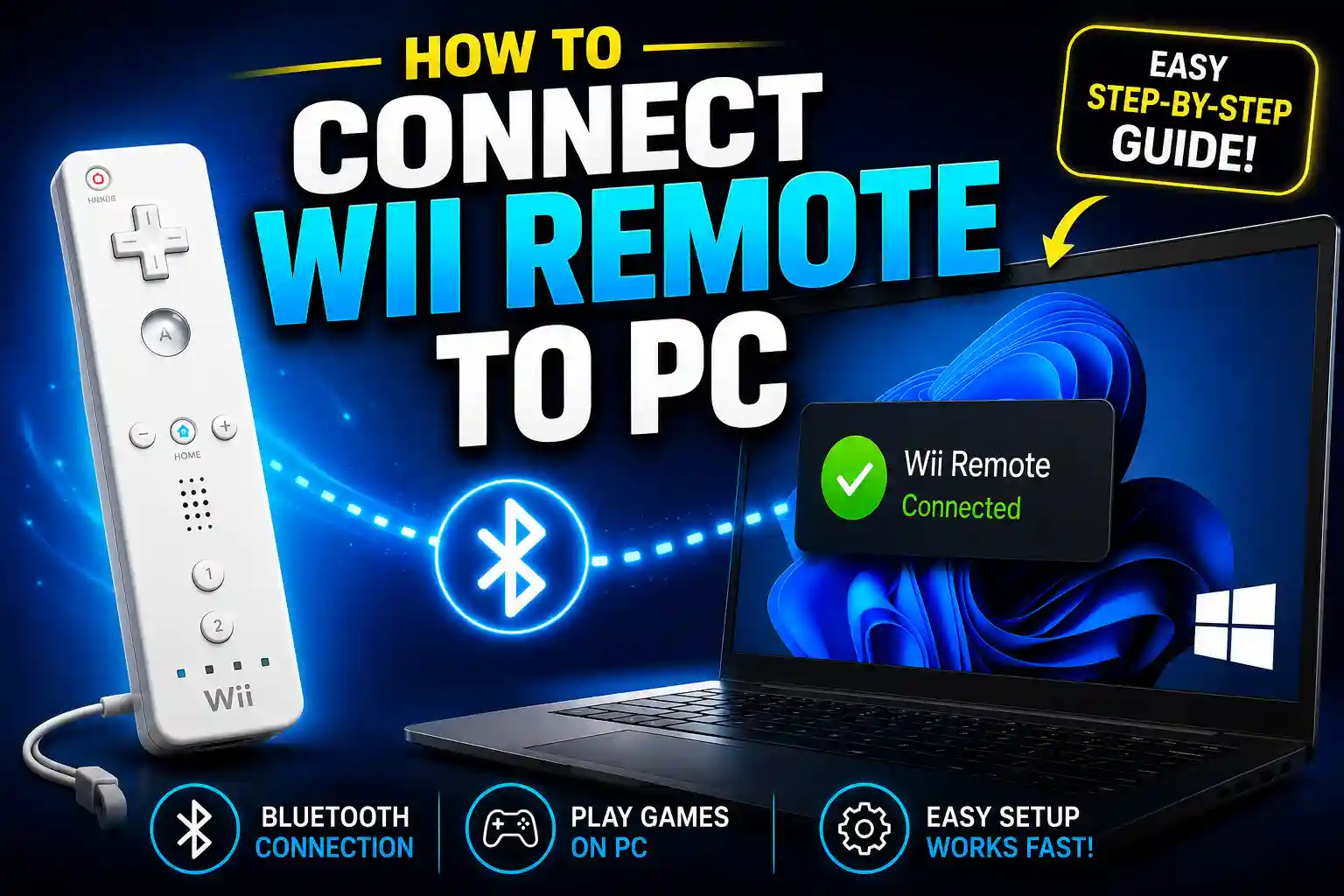 Nintendo Wii Remote connected to a Windows PC via Bluetooth for Dolphin Emulator gaming