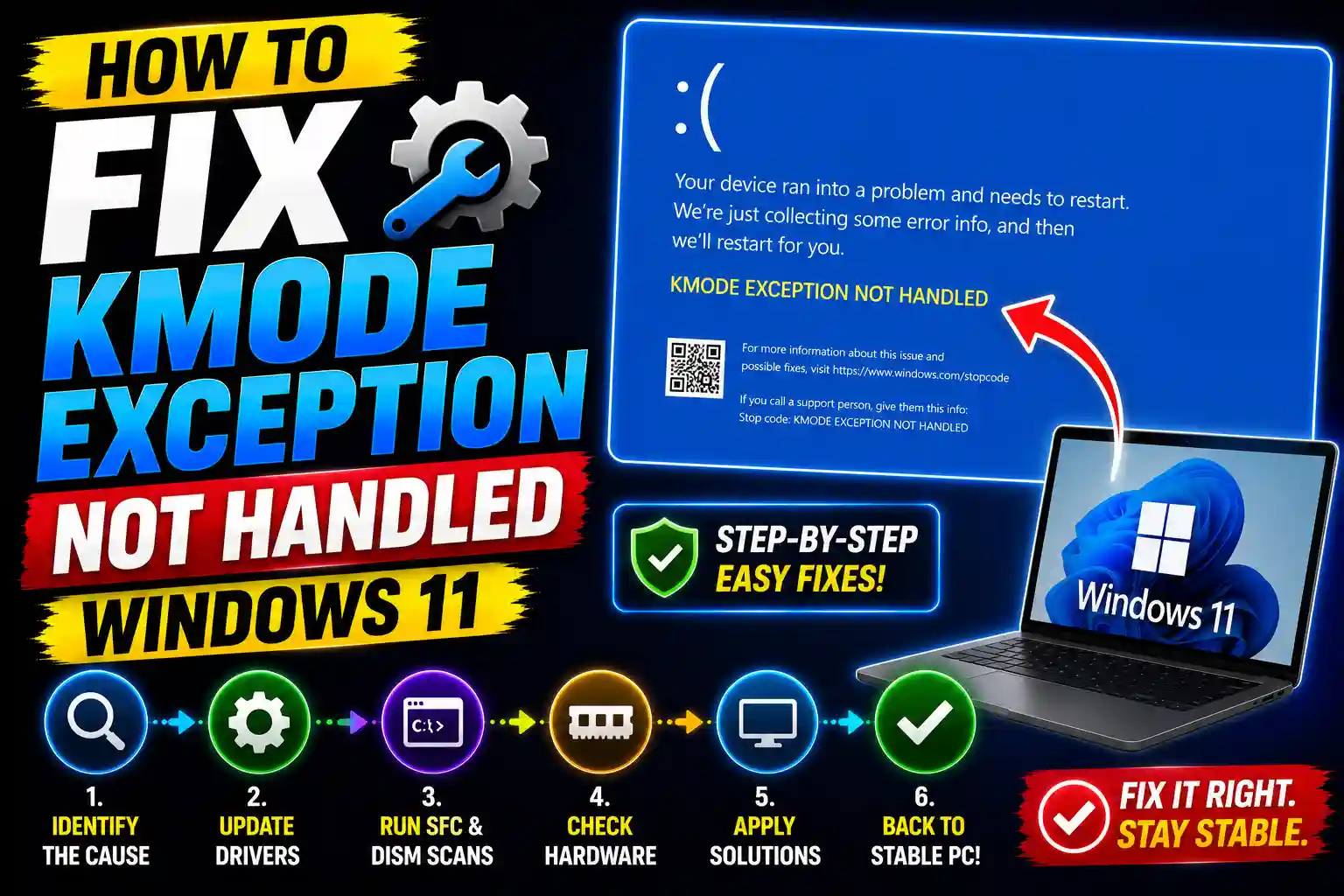 Windows 11 KMODE Exception Not Handled Blue Screen Error Fix Guide