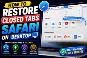 Safari browser on iPhone showing recently closed tabs and tab recovery options