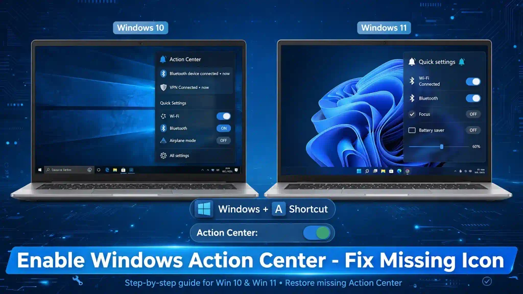 How to Enable Windows Action Center in Windows 10 and Access Notifications and Quick Settings in Windows 11